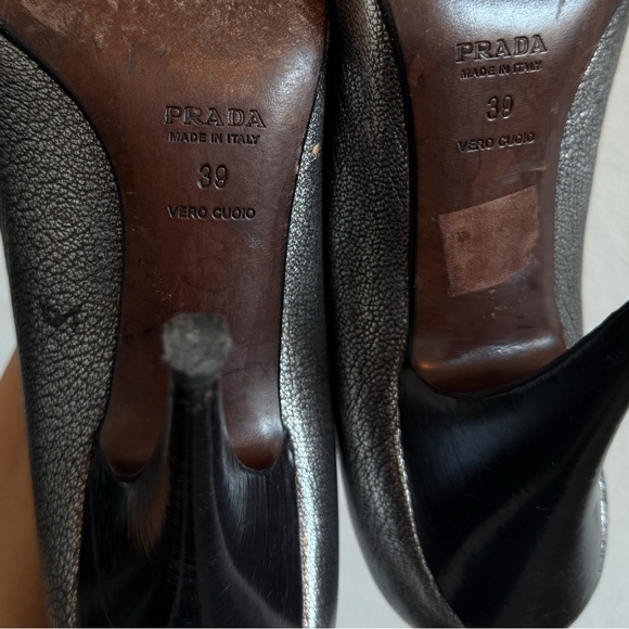 Prada y2k buckle gun-metal metallic pumps - Picture 8 of 9
